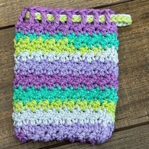 Handmade Crochet Soap Saver Bag Cotton Exfoliating Handcrafted Drawstring Pouch